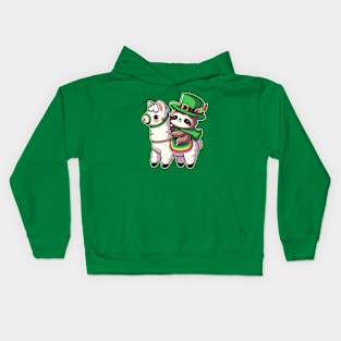 Irish Sloth Riding A Llama Funny Kawaii St Patrick's Day Kids Hoodie